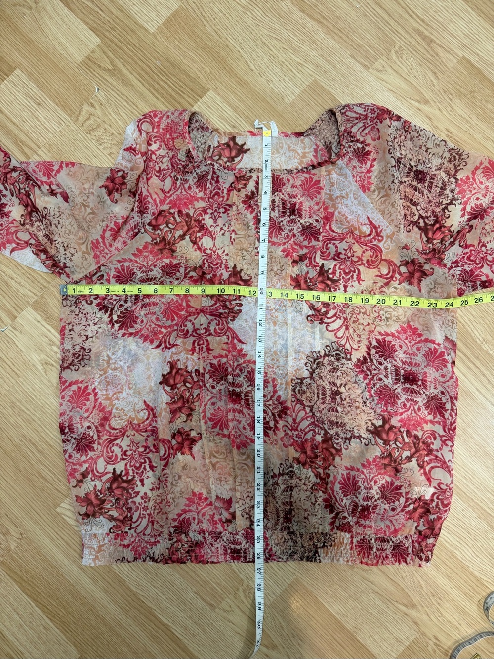 Willow Bay 1X Pink Beige Floral Paisley Boho Peasant Blouse Sheer - Picture 6 of 6